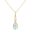 9ct Yellow Gold Blue Topaz and Diamond Infinity Pendant