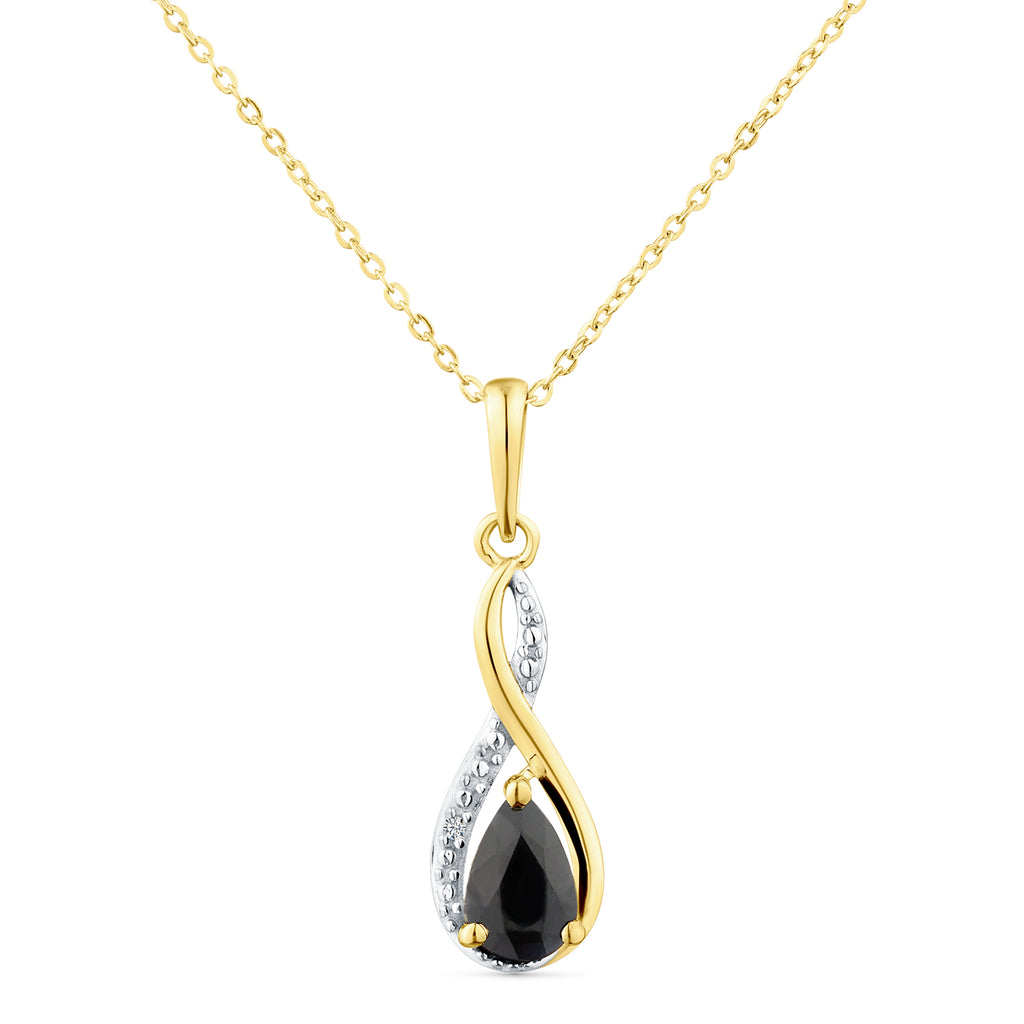 9ct Yellow Gold Sapphire and Diamond Infinity Pendant