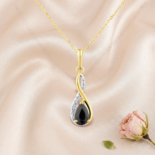 9ct Yellow Gold Sapphire and Diamond Infinity Pendant
