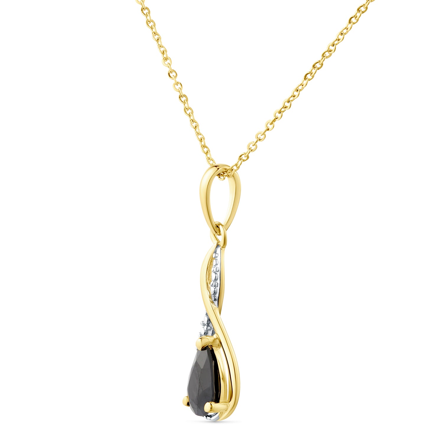 9ct Yellow Gold Sapphire and Diamond Infinity Pendant