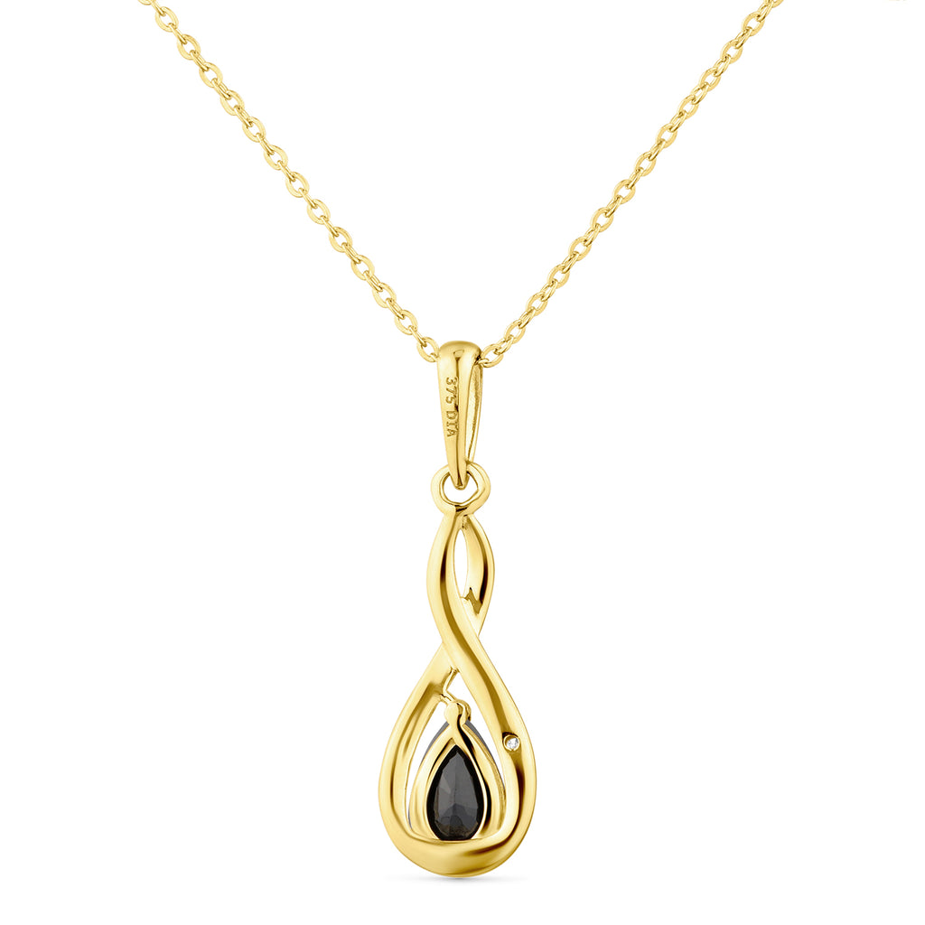 9ct Yellow Gold Sapphire and Diamond Infinity Pendant