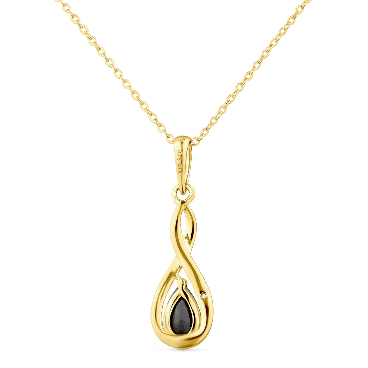 9ct Yellow Gold Sapphire and Diamond Infinity Pendant