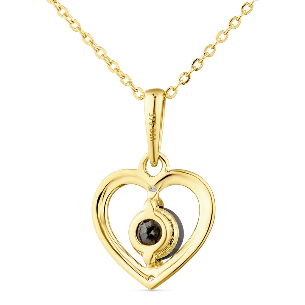 9ct Yellow Gold Sapphire and Diamond Heart Pendant
