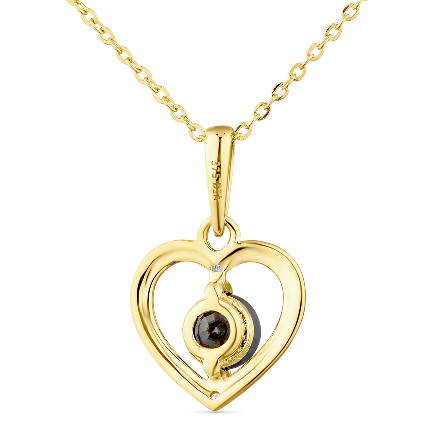 9ct Yellow Gold Sapphire and Diamond Heart Pendant