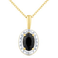 9ct Yellow Gold Oval Sapphire and Diamond Cluster Pendant