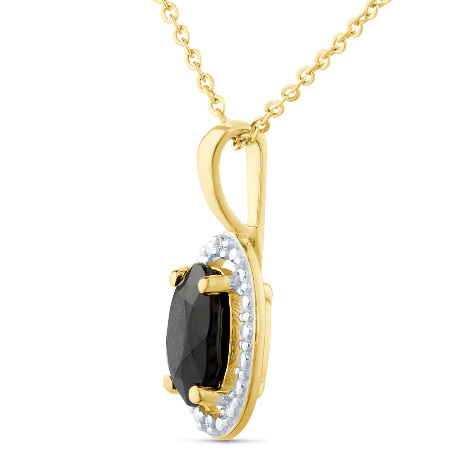 9ct Yellow Gold Oval Sapphire and Diamond Cluster Pendant