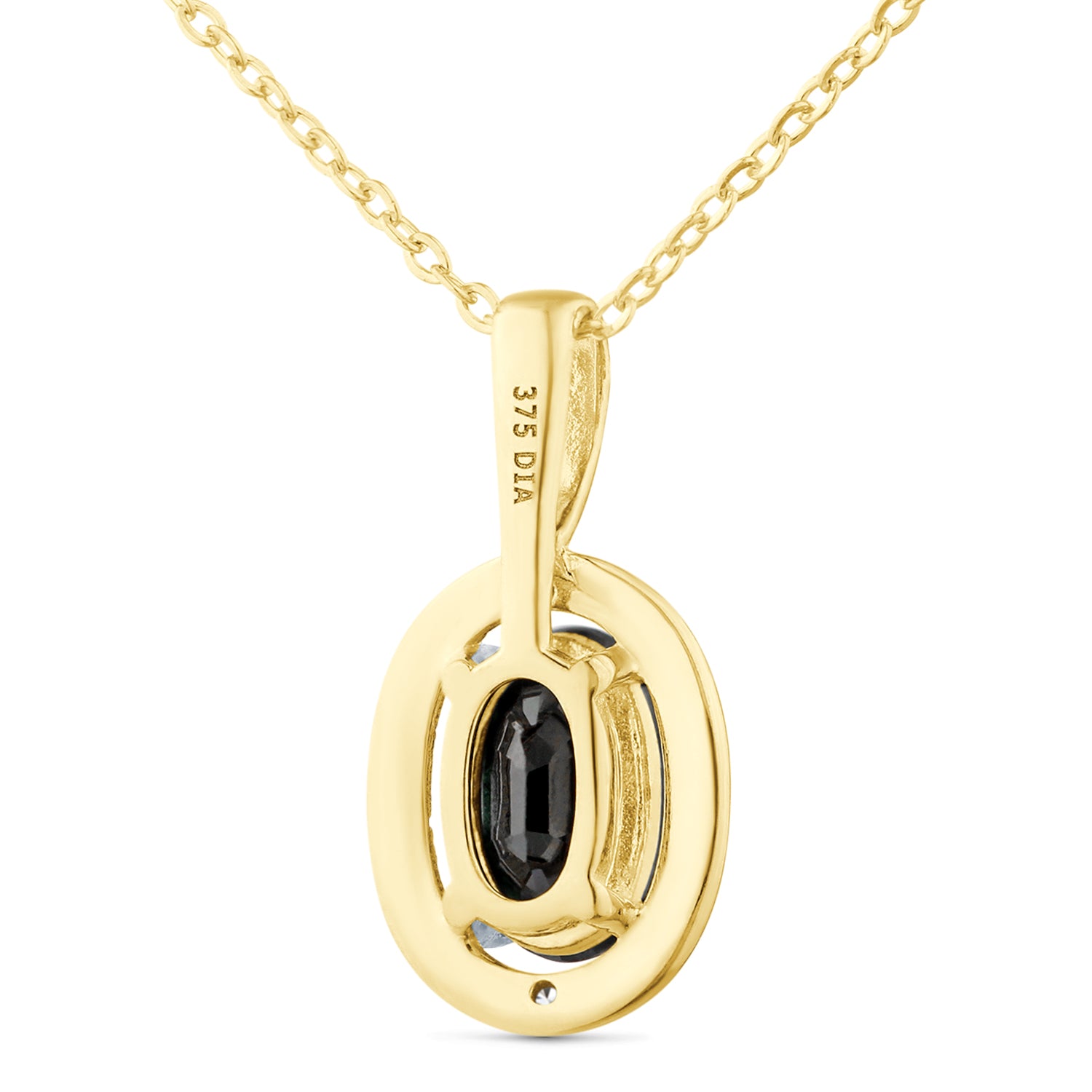 9ct Yellow Gold Oval Sapphire and Diamond Cluster Pendant