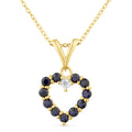 9ct Yellow Gold Sapphire and Diamond Open Heart Pendant