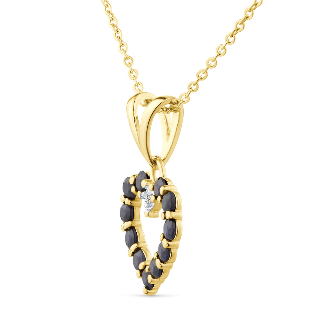 9ct Yellow Gold Sapphire and Diamond Open Heart Pendant