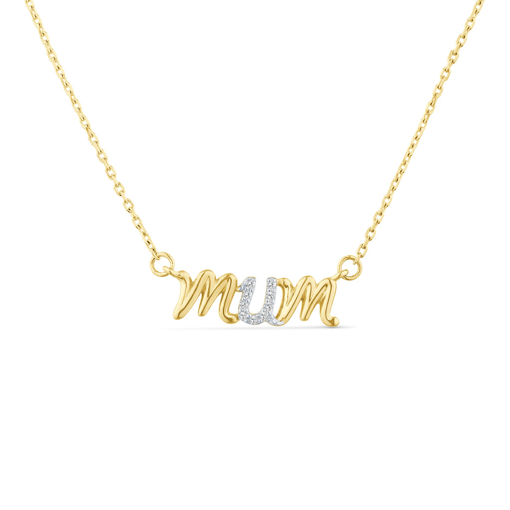 9ct Yellow Gold Mum Diamond Necklace