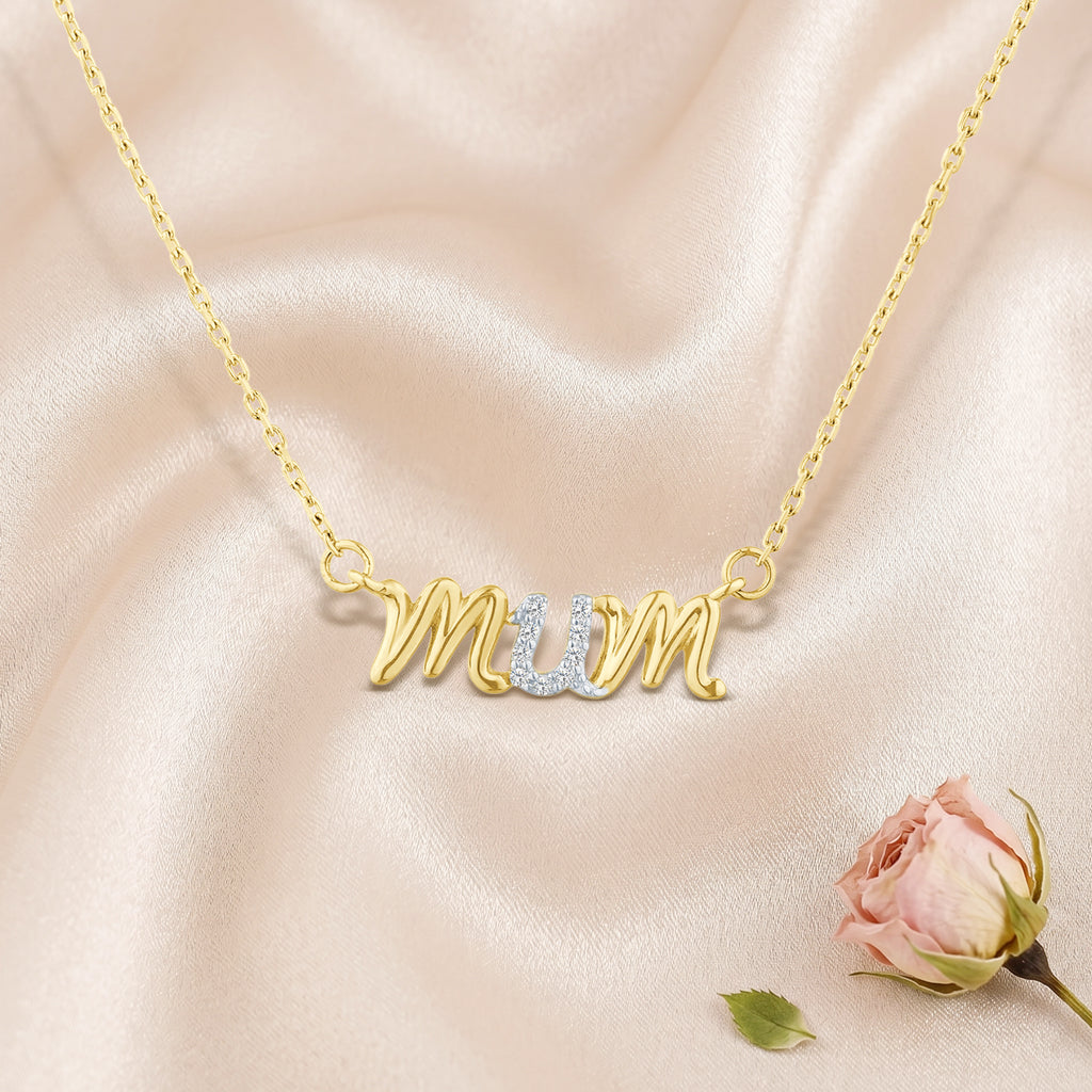 9ct Yellow Gold Mum Diamond Necklace