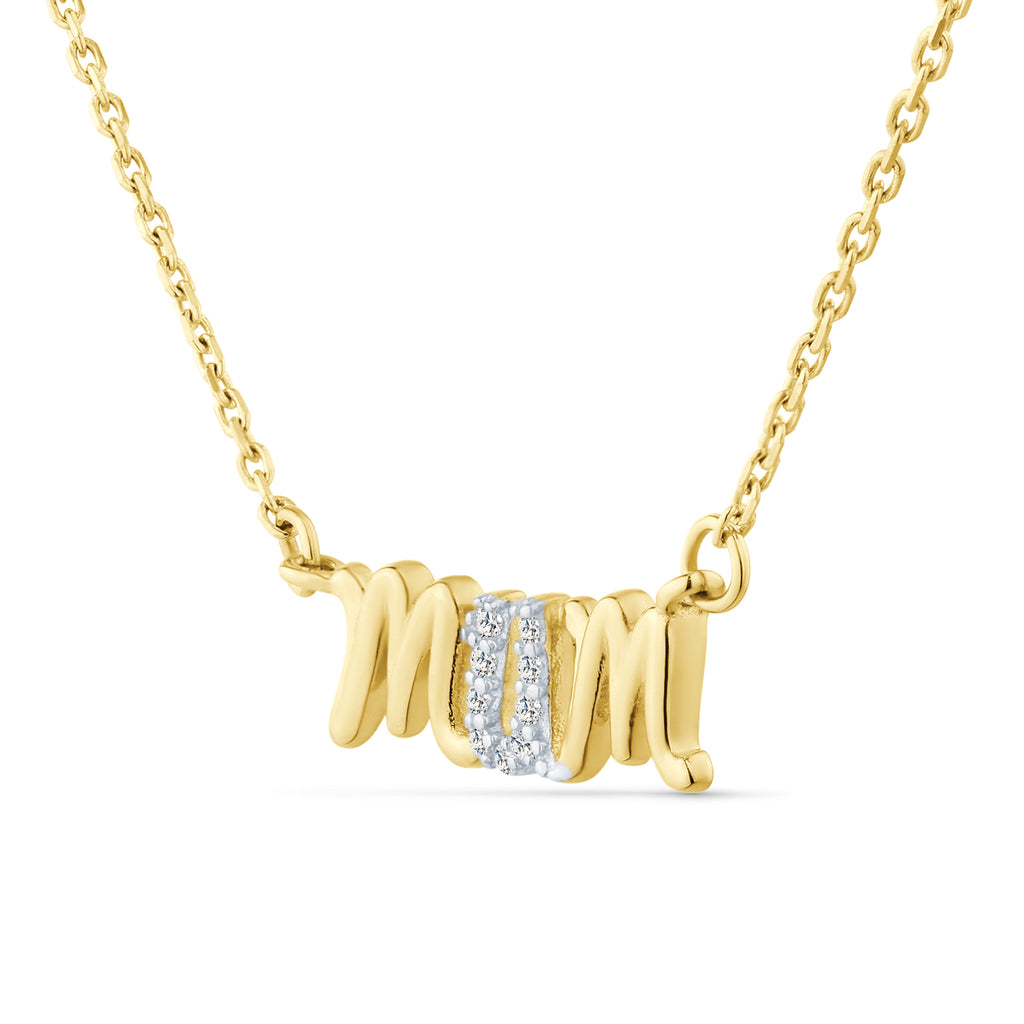 9ct Yellow Gold Mum Diamond Necklace