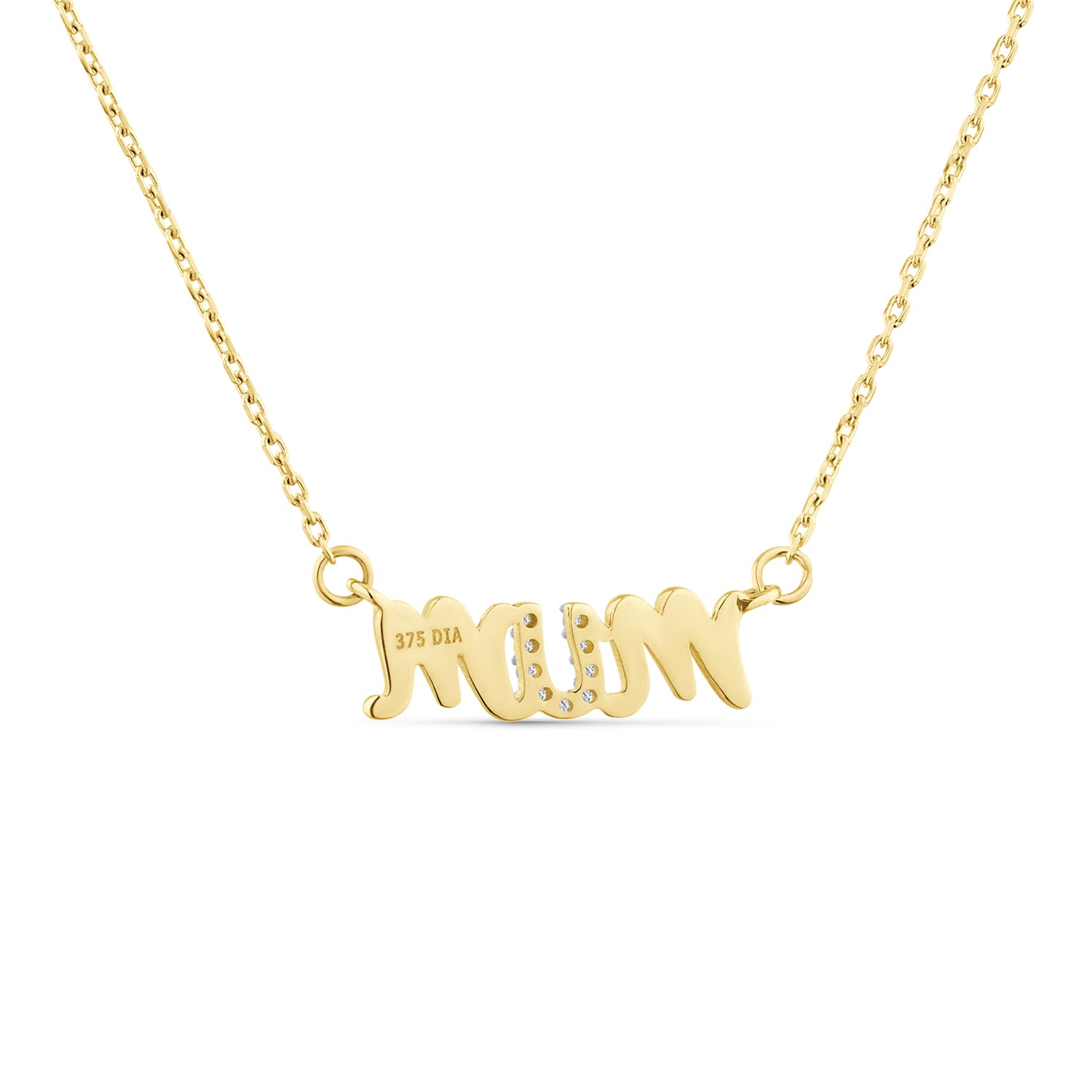 9ct Yellow Gold Mum Diamond Necklace