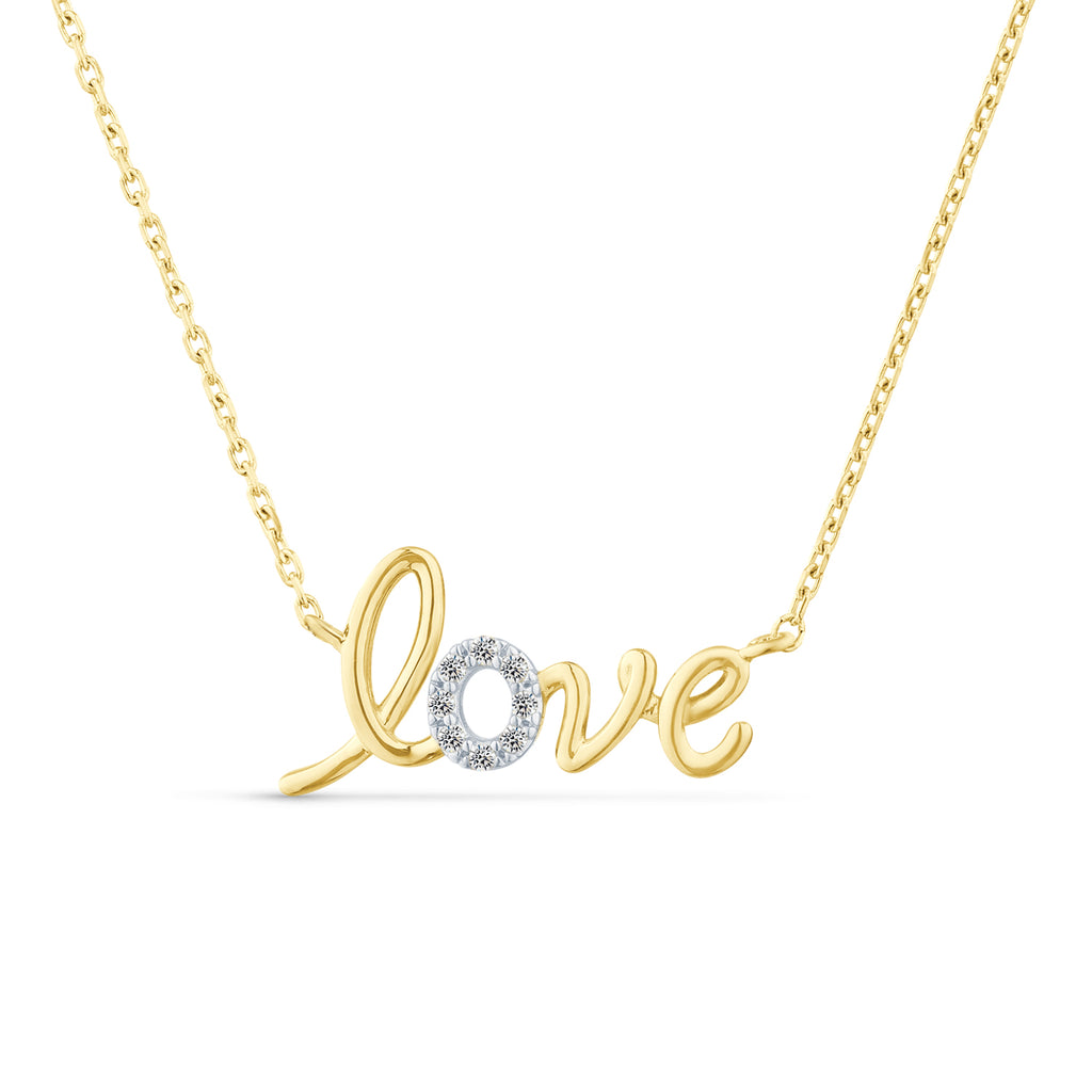 9ct Yellow Gold Love Diamond Necklace
