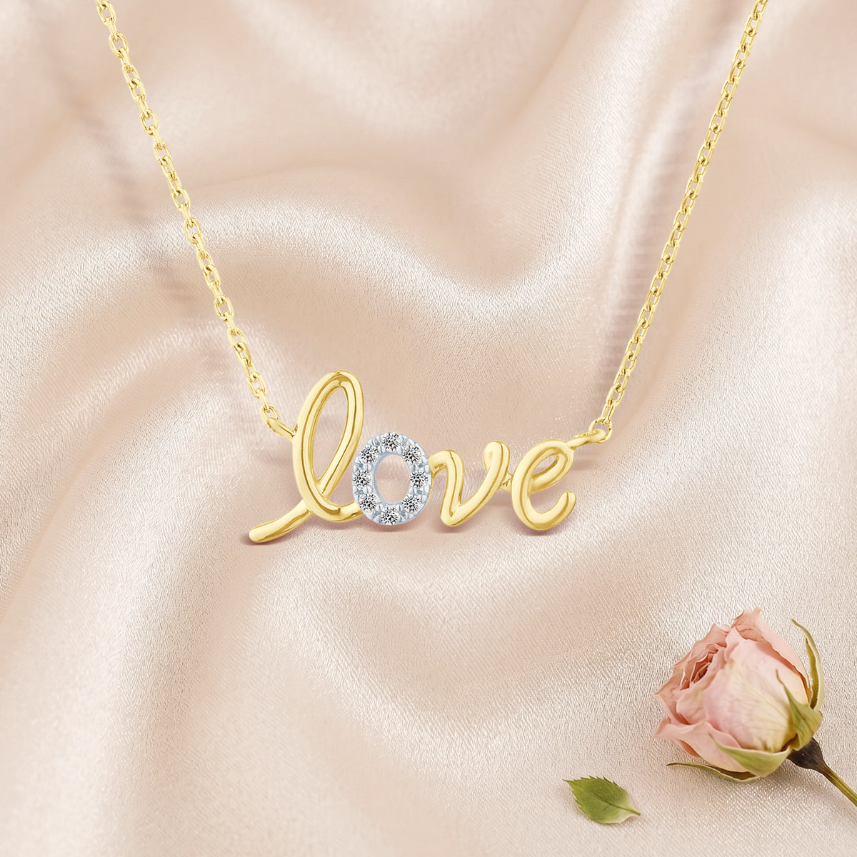 9ct Yellow Gold Love Diamond Necklace