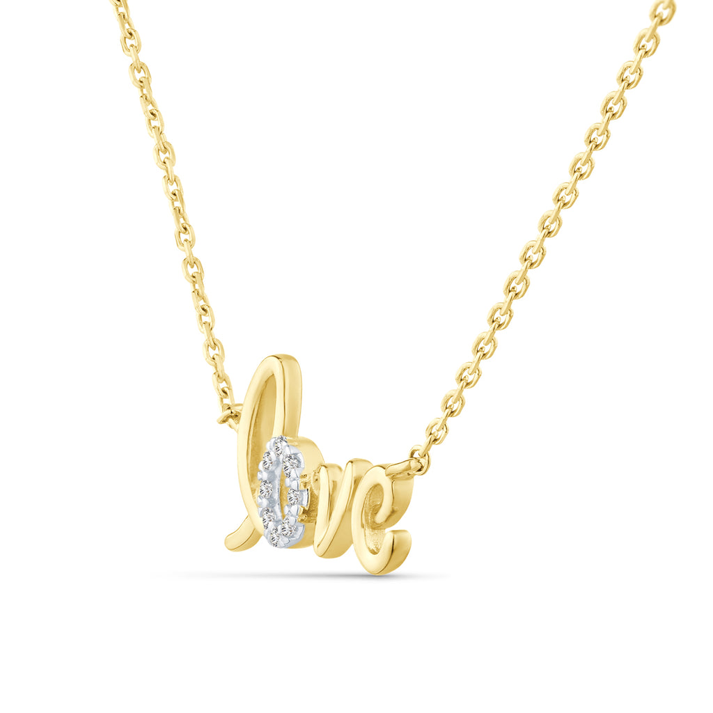 9ct Yellow Gold Love Diamond Necklace