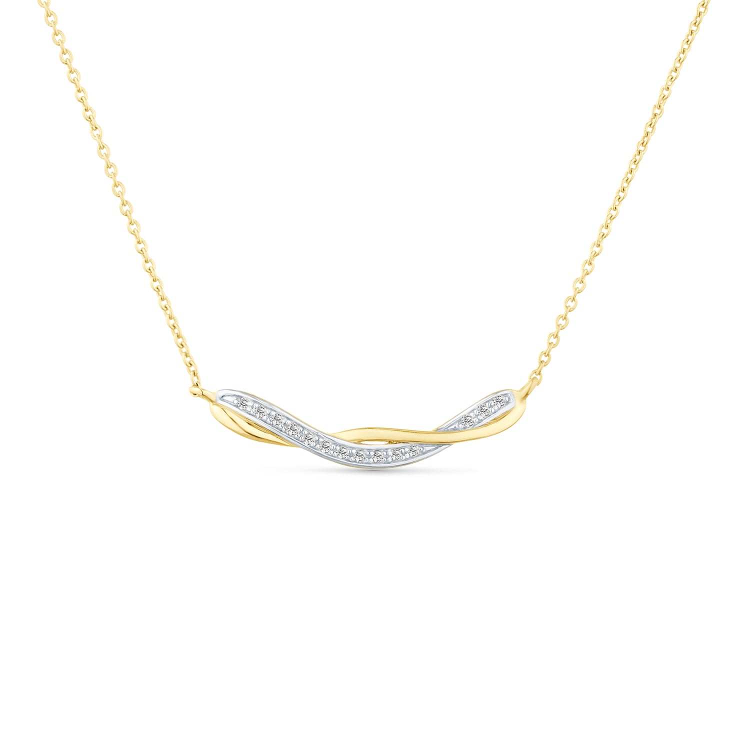 9ct Yellow Gold Lab Diamond Crossover Necklace
