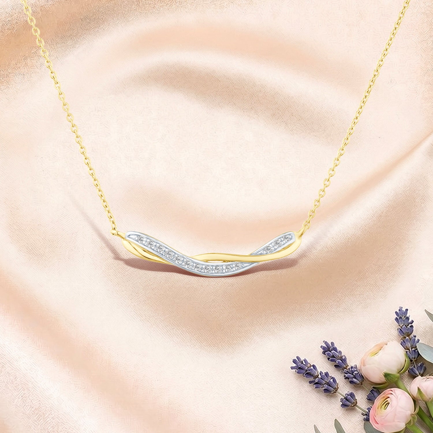 9ct Yellow Gold Lab Diamond Crossover Necklace