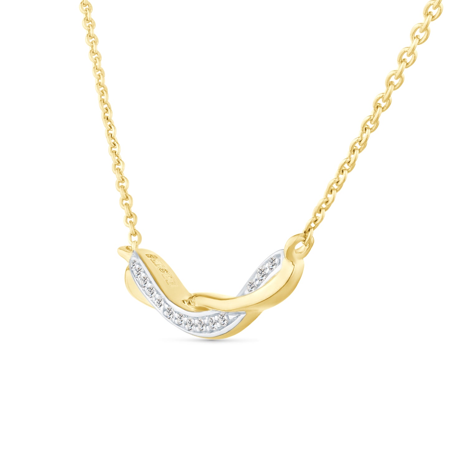 9ct Yellow Gold Lab Diamond Crossover Necklace