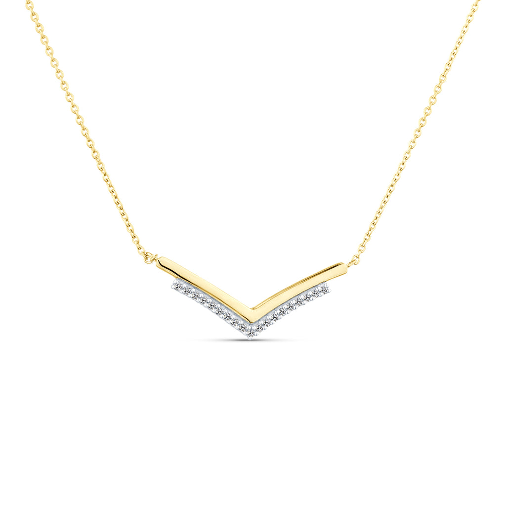 9ct Yellow Gold Lab Diamond Wishbone Necklace