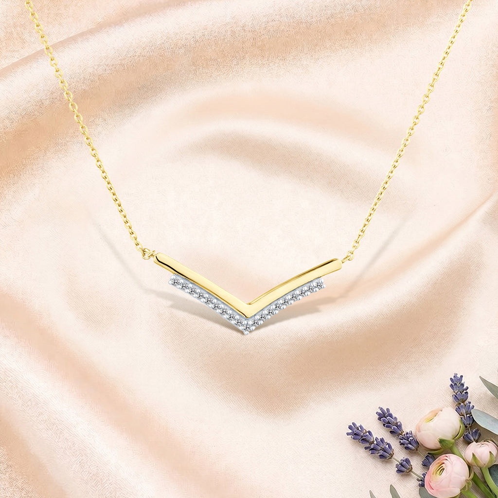 9ct Yellow Gold Lab Diamond Wishbone Necklace