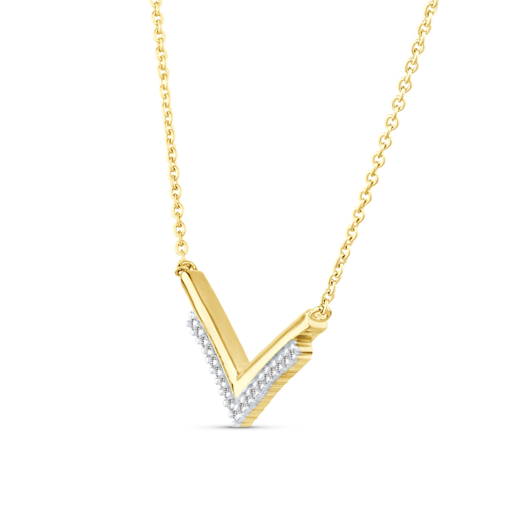9ct Yellow Gold Lab Diamond Wishbone Necklace