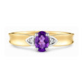 9ct Yellow Gold Amethyst and Diamond Engagement Ring with Diamond Shoulders