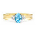 9ct Yellow Gold Blue Topaz and Diamond Engagement Ring with Diamond Shoulders
