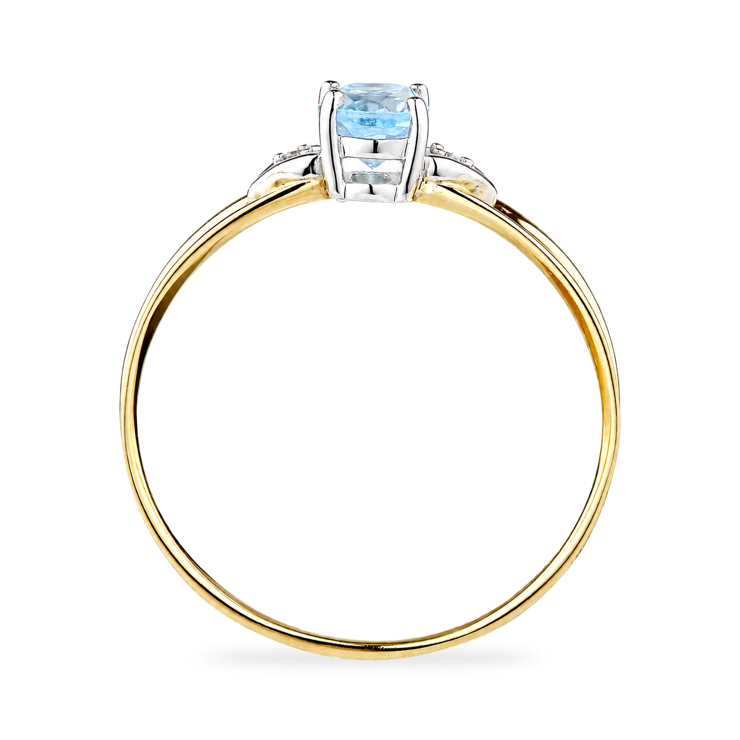 9ct Yellow Gold Blue Topaz and Diamond Engagement Ring with Diamond Shoulders