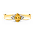 9ct Yellow Gold Citrine and Diamond Engagement Ring with Diamond Shoulders