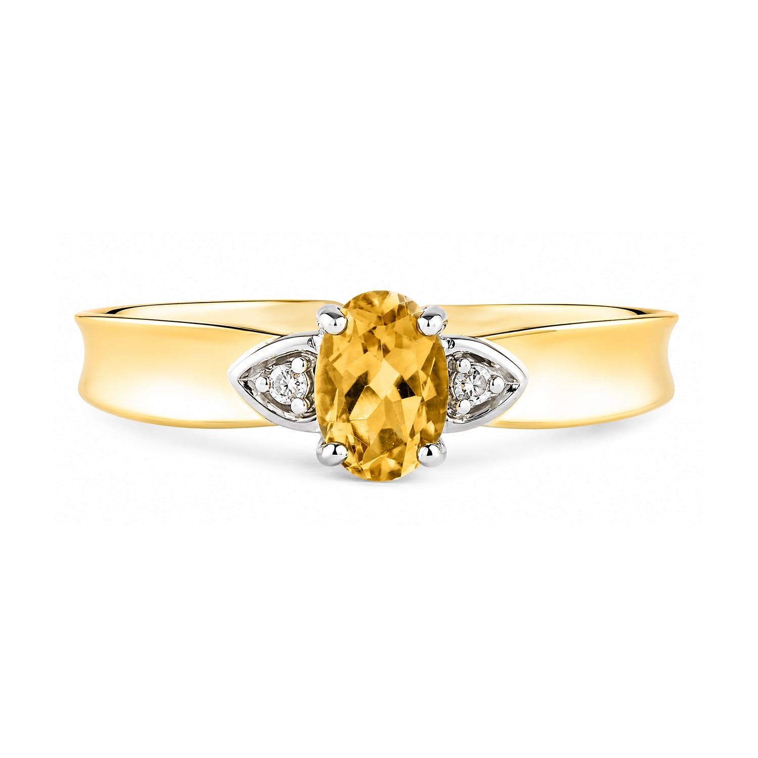 9ct Yellow Gold Citrine and Diamond Engagement Ring with Diamond Shoulders
