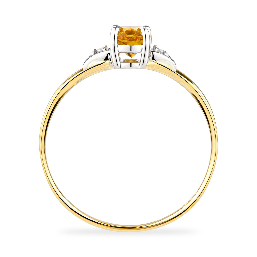 9ct Yellow Gold Citrine and Diamond Engagement Ring with Diamond Shoulders
