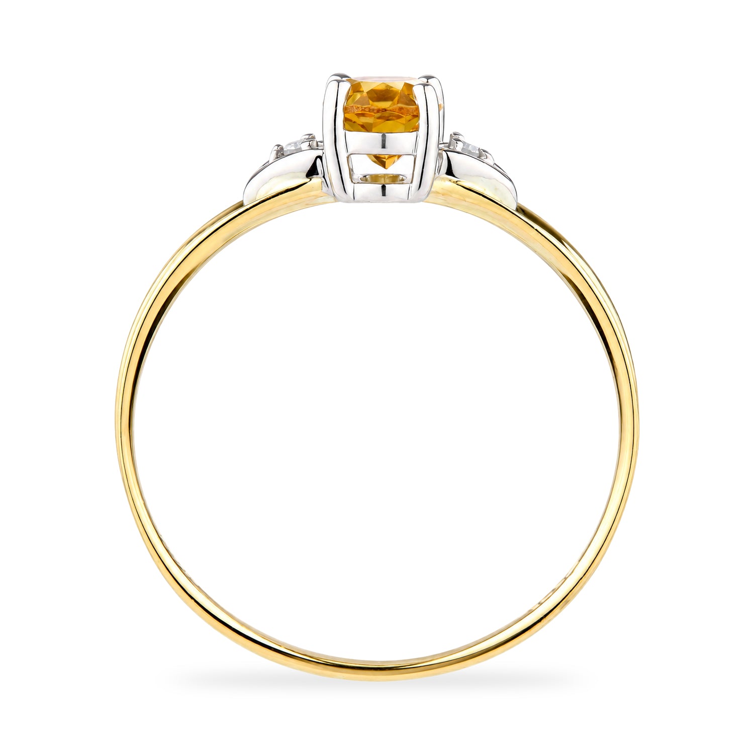 9ct Yellow Gold Citrine and Diamond Engagement Ring with Diamond Shoulders