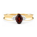 9ct Yellow Gold Garnet and Diamond Engagement Ring with Diamond Shoulders