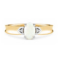9ct Yellow Gold Opal and Diamond Engagement Ring with Diamond Shoulders