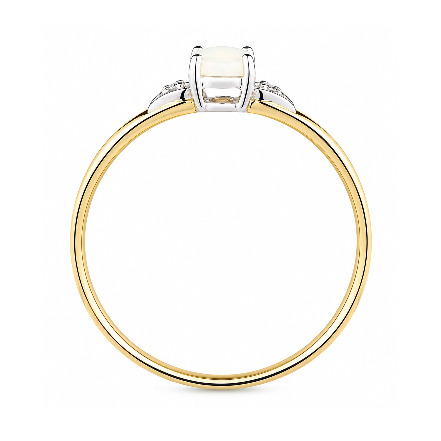 9ct Yellow Gold Opal and Diamond Engagement Ring with Diamond Shoulders