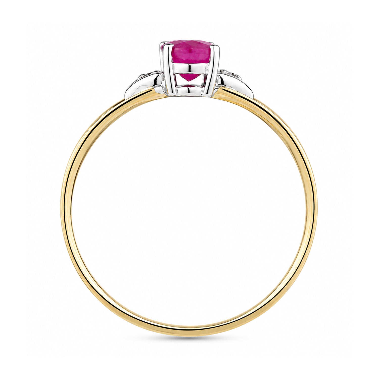 9ct Yellow Gold Ruby and Diamond Engagement Ring with Diamond Shoulders