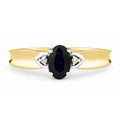 9ct Yellow Gold Sapphire and Diamond Engagement Ring with Diamond Shoulders
