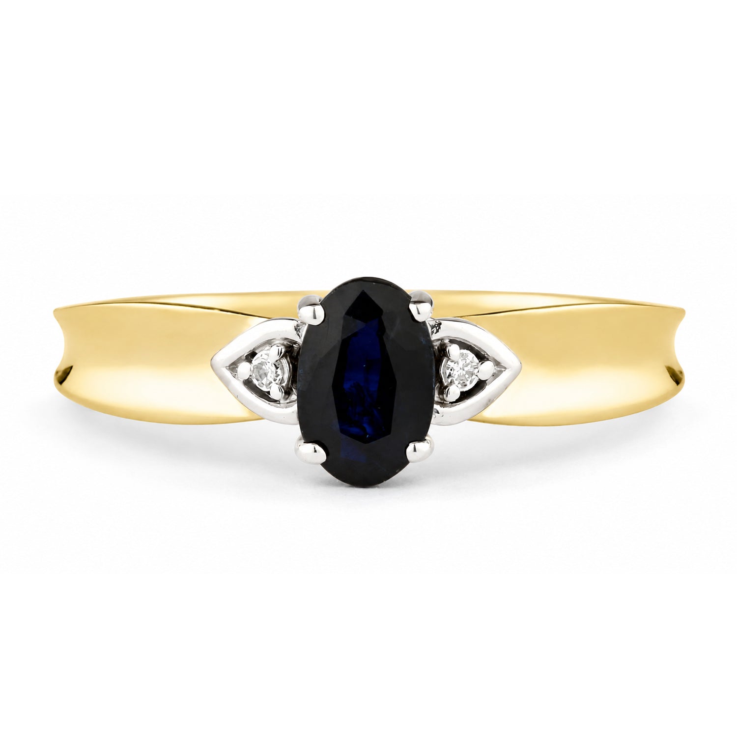 9ct Yellow Gold Sapphire and Diamond Engagement Ring with Diamond Shoulders