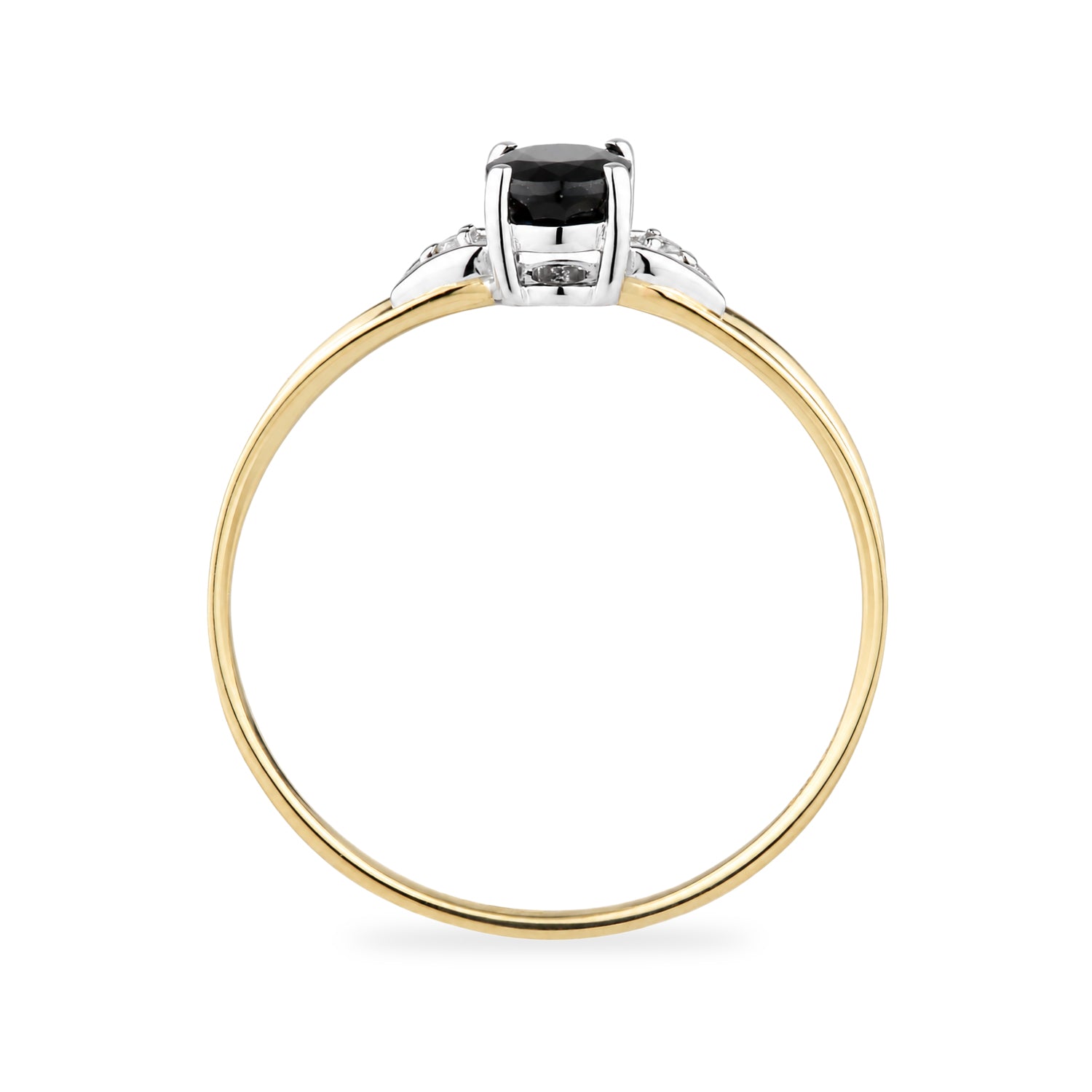9ct Yellow Gold Sapphire and Diamond Engagement Ring with Diamond Shoulders
