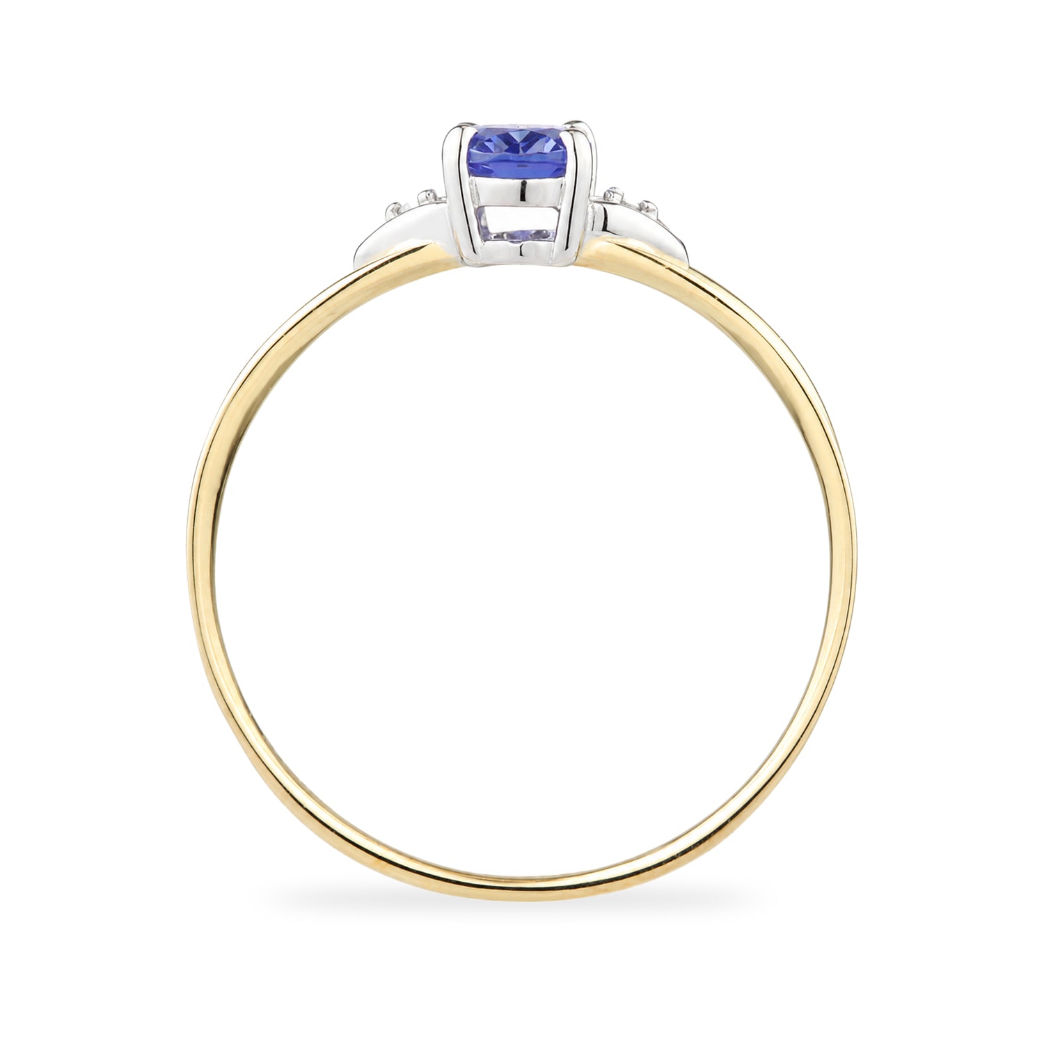 9ct Yellow Gold Tanzanite and Diamond Engagement Ring with Diamond Shoulders