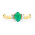 9ct Yellow Gold Emerald Engagement Ring with Diamond Trilogy Shoulders
