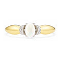 9ct Yellow Gold Opal Engagement Ring with Diamond Trilogy Shoulders