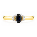 9ct Yellow Gold Sapphire Engagement Ring with Diamond Trilogy Shoulders
