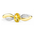 9ct Yellow Gold Citrine Engagement Ring with Diamond Crossover Shoulders