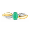 9ct Yellow Gold Emerald Engagement Ring with Diamond Crossover Shoulders
