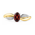 9ct Yellow Gold Garnet Engagement Ring with Diamond Crossover Shoulders