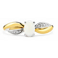 9ct Yellow Gold Opal Engagement Ring with Diamond Crossover Shoulders