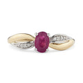 9ct Yellow Gold Ruby Engagement Ring with Diamond Crossover Shoulders