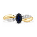 9ct Yellow Gold Sapphire Engagement Ring with Diamond Crossover Shoulders